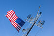 USA, Massachusetts, Cape Cod, Hyannis-Nantucket Island, Nantucket Ferry, US flag.