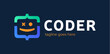 © lunarts_studio - Fun Coding, Developer coding icon vector illustration, programming logo. smile face logo coding symbol