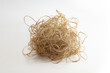 Tangled mess. Unorganized, stress, confused, complicated, concept image. Large ball of tangled and hemp string isolated on neutral white background.