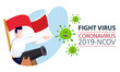 © Hugs - Indonesia people fight virus concept. corona viruses vaccine concept. end of 2019-ncov. don't be afraid of the corona virus concept.