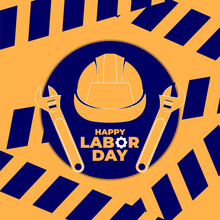 International Labor Day, International Worker Day On 1 May With Helmet Vector Illustration