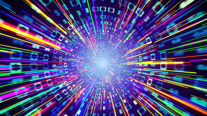 Wall Mural - Binary data flow in hyperspace