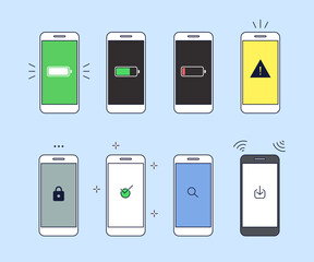 Various icons on the phone screen.