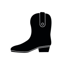 Wall Mural - Vector flat black cowboy boot isolated on white background