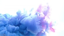 4K Footage, Color Drops In Water , Abstract Color Mix , Drop Of Ink Color Mix Paint Falling On Background,