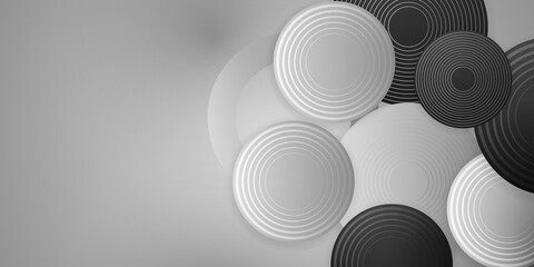 3D white black cirlce background. vector background. Black and white abstract circle background