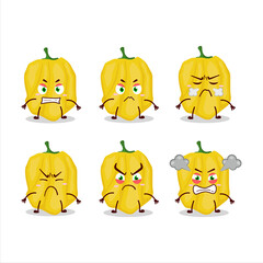 Wall Mural - Yellow habanero cartoon character with various angry expressions