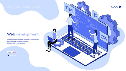 Wall Mural - people are engaged in web development.the concept of application development and internet sites.team