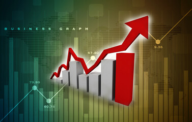 3d rendering Stock market online business concept. business Graph 