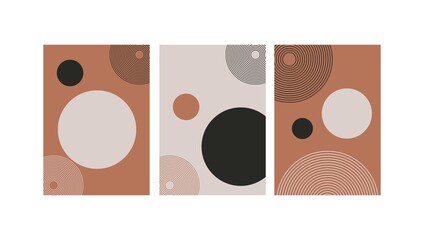 Wall Mural - Set of abstract contemporary with geometric shapes. Design for wallpaper, background, wall decor, cover, print, card, branding. Modern boho minimalist art. Vector 