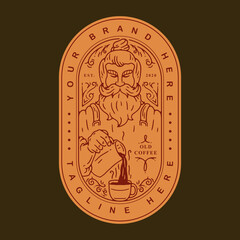 Poster - vintage line art badge design for coffee branding