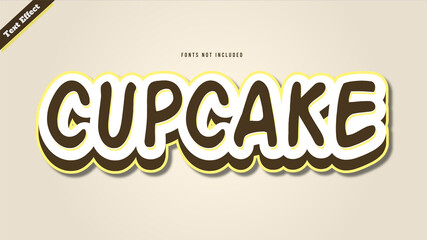 cupcake text effect design vector 3d style editable font effect.