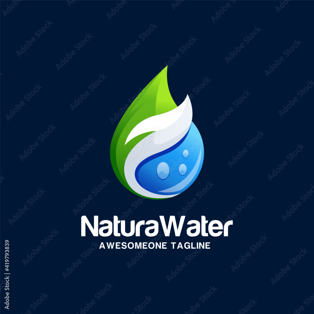 leaf water logo design vector illustration Stock Vector | Adobe Stock