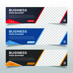 Wall Mural - Business web banner collection with place for photo. Vector EPS 10