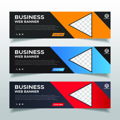 Wall Mural - Business web banner collection with place for photo. Vector EPS 10
