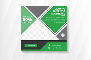 Wall Mural - abstract social media template design use square layout for leading business solutions. rectangle sh