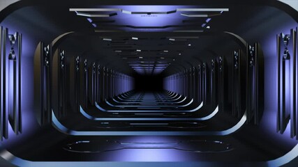 Wall Mural - 3D CGI animation moving through fantasy metal constructions tunnel loop. Great for ads, technical, industrial, scientific, sci-fi illustrations, etc.