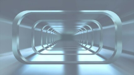 Wall Mural - 3D CGI animation moving through fantasy metal constructions tunnel loop. Great for ads, technical, industrial, scientific, sci-fi illustrations, etc.