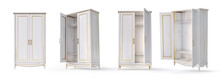Set Of Empty White Cupboards On A White Background. 3d Illustration