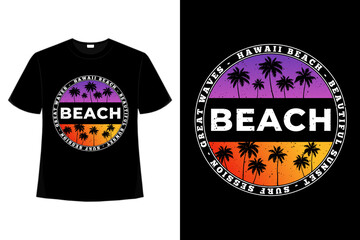 Canvas Print - T-shirt beach hawaii waves surf beautiful gradient