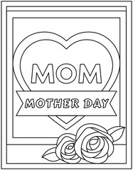 Poster - 
Mother day coloring page designed in hand drawn vector

