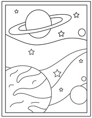 Poster - 
Jupiter planet in hand drawn vector, colour page

