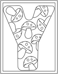 Canvas Print - 
A y letter colouring page, montessori education vector

