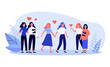 Happy female couples in love. Lesbian girls enjoying meeting flat vector illustration. Homosexual relationships, love and positive emotion concept for banner, website design or landing web page