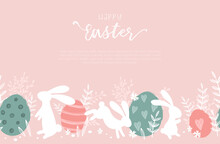Cute Hand Drawn Easter Template, Cute Doodle Style, Great For Backgrounds, Banners, Wallpapers, Invitations, Flyer - Vector Design