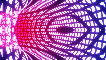Wall Mural - 3d illustration graphic inside a curved cave having beautiful neon colorful texture and pattern seam