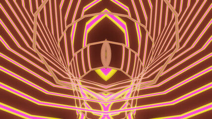 Wall Mural - 3d illustration graphic of inside a curved cave having beautiful neon pink and yellow color texture 