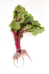 beetroot and leaf isolated on white background