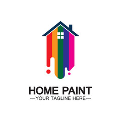 Home Painting Vector Logo Design.Home House Painting Service Coloring Logo Design Template.House painting service, decor and repair multicolor icon Vector logo.