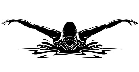 Female Swimmer Silhouette, Butterfly Stroke