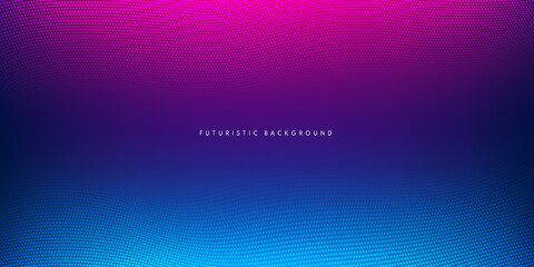Wall Mural - abstract halftone pattern glowing light blue and pink purple on dark background with copy space. mod
