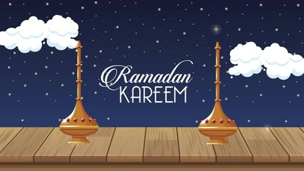 Sticker - ramadan kareem lettering with golden chalices