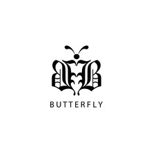 Logo Butterfly Vector Illustration Initial B Alphabet Design