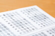 © Nana_studio - testing in exercise and exam paper. computer sheet with pencil in school test room, education concept. filling in answers in pencil