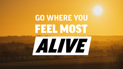 Motivational quote - Go where you feel most alive
