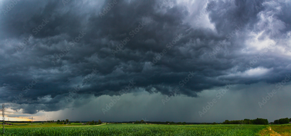 Supercell storm clouds with hail and intence winds Stock Photo | Adobe ...