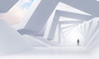 © evannovostro - Abstract white tunnel perspective with a man