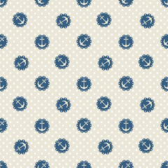 Wall Mural - Nautical marine seamless pattern with anchor on a dot background