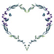 Heart Shape Wreath of Watercolor Leaves and Berries