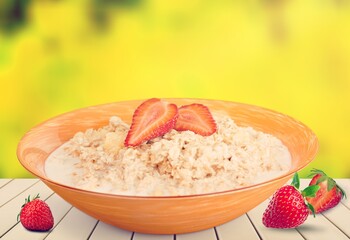 Sticker - Healthy Homemade Oatmeal with Berries for Breakfast