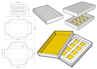 Wall Mural - Chocolate Box and Die-cut Pattern. The .eps file is full scale and fully functional. Prepared for real cardboard production.