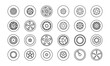 © Server - Set of outline icons of car wheels. Isolated over white background. Vector illustration