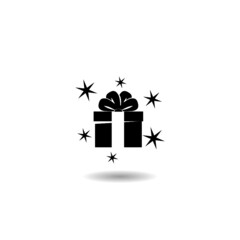 Sticker - Magic gift box icon with shadow