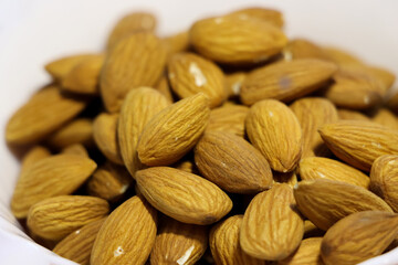 Closeup Image Of Almond Dry Fruit In White Background