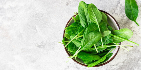 fresh spinach leaves healthy green food on the table cooking meal snack top copy space food background rustic image vegan or vegetar