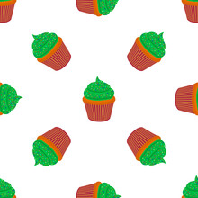 Illustration On Theme Irish Holiday St Patrick Day, Seamless Green Muffins
